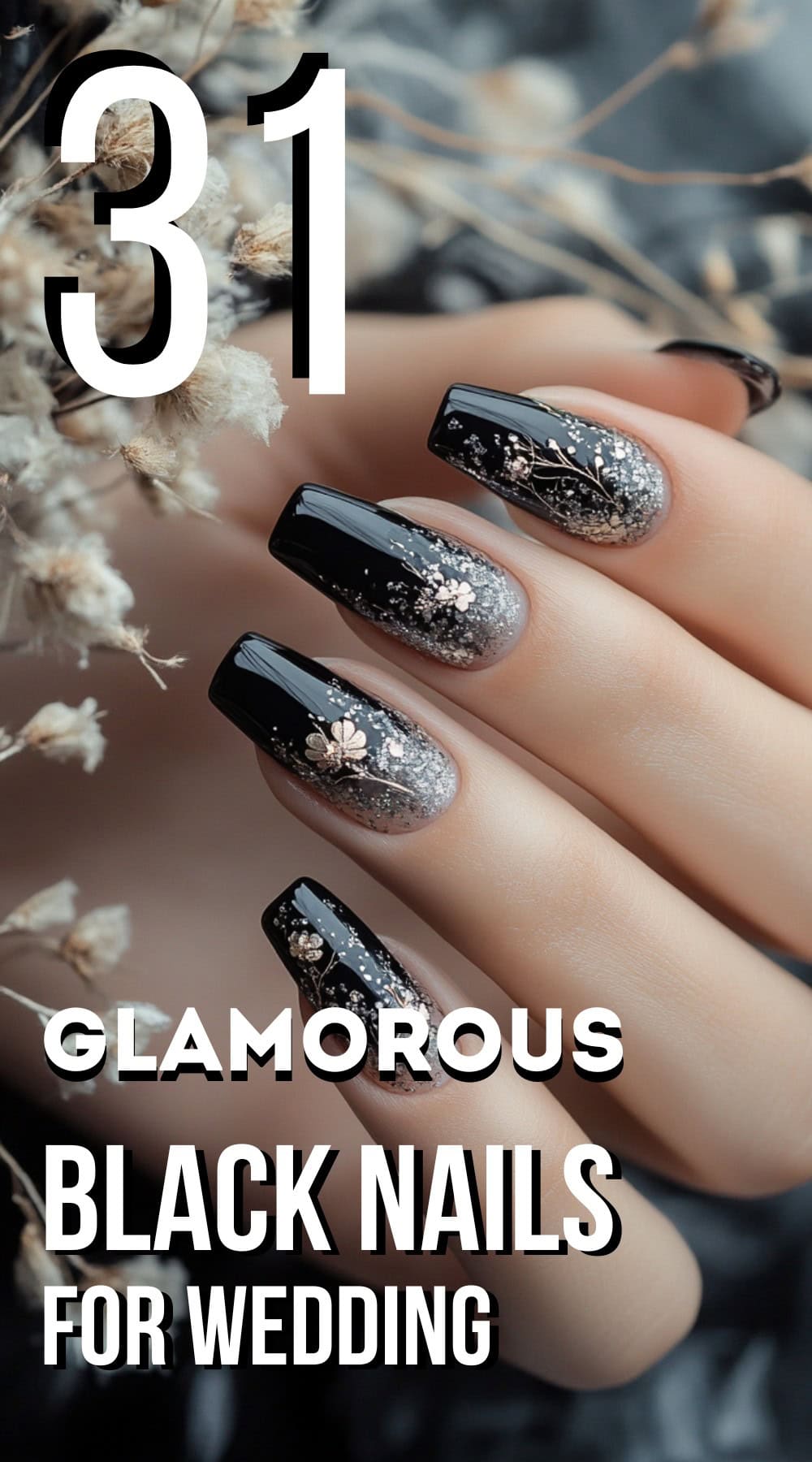 black nails for wedding pinterest poster